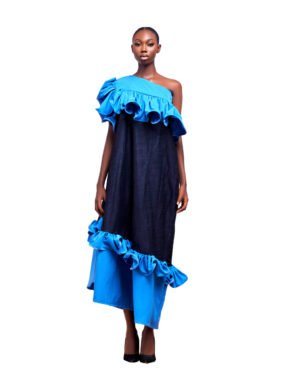 Ruffle Wave One-Shoulder Dress