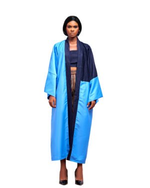 Two-Tone Kimono Drape Coat