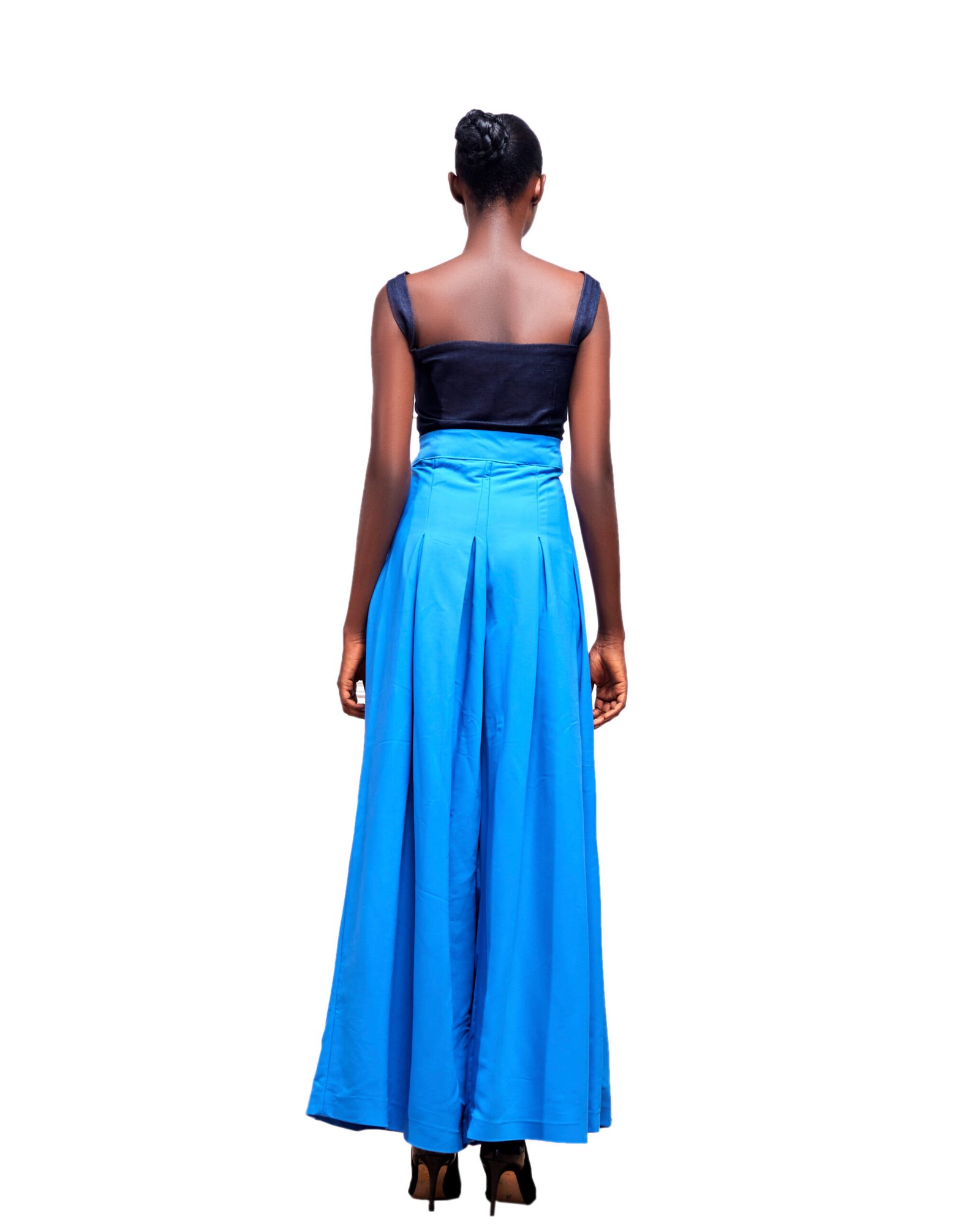 Denim Zip Top & Cobalt Palazzo Set - Image 3